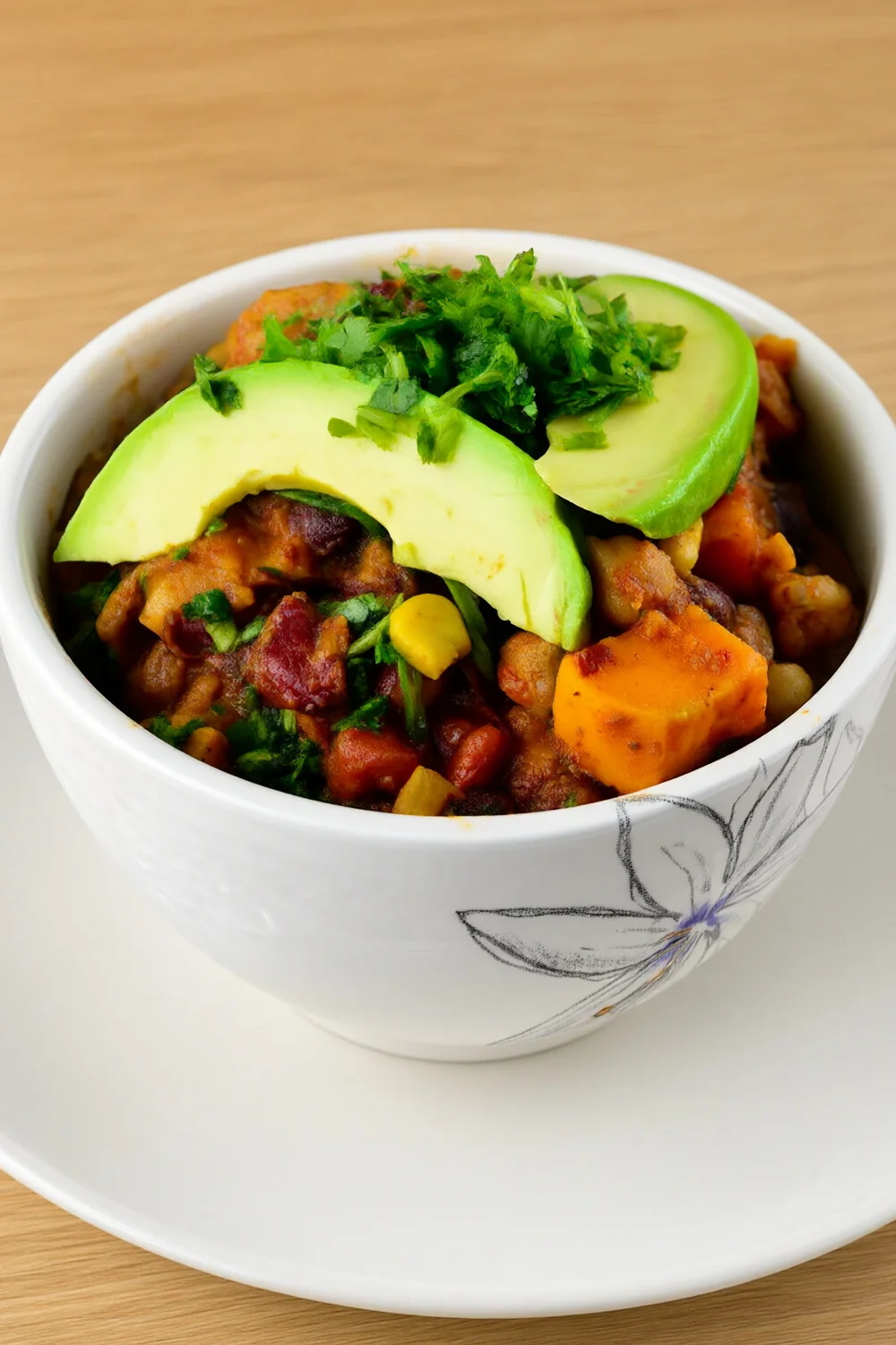 3 Bean and Sweet Potato Vegetarian Chili — Lunch/Snacks recipe