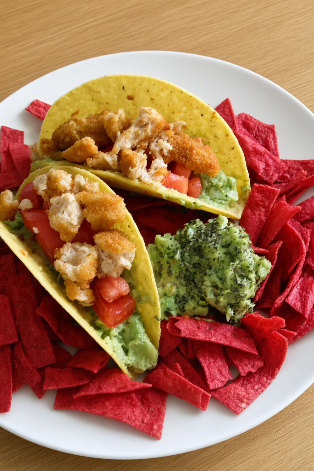 5 Minute Easy Vegan " Chicken" Guacamole Tacos — a vegan Lunch/Snacks recipe