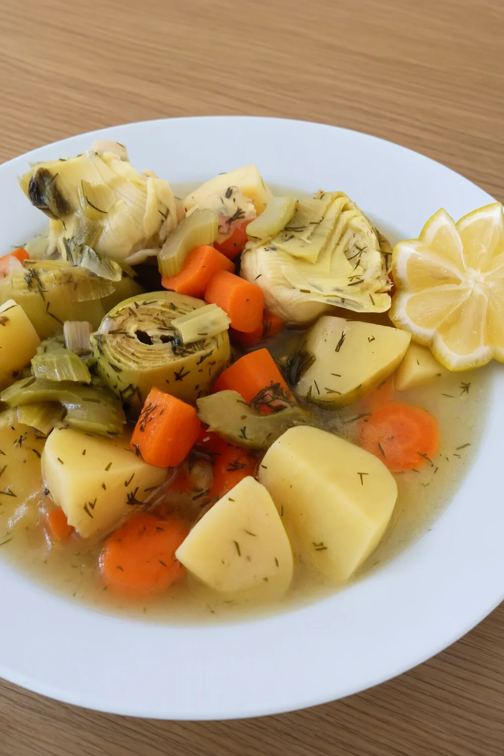 Aginares Latheres: Artichokes With Vegetables (Vegan) — Potato recipe