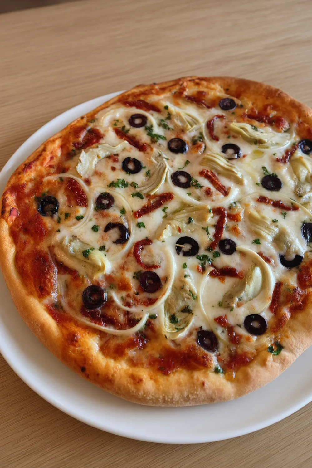 Artichoke Sun-Dried Tomato Pizza — Onions recipe