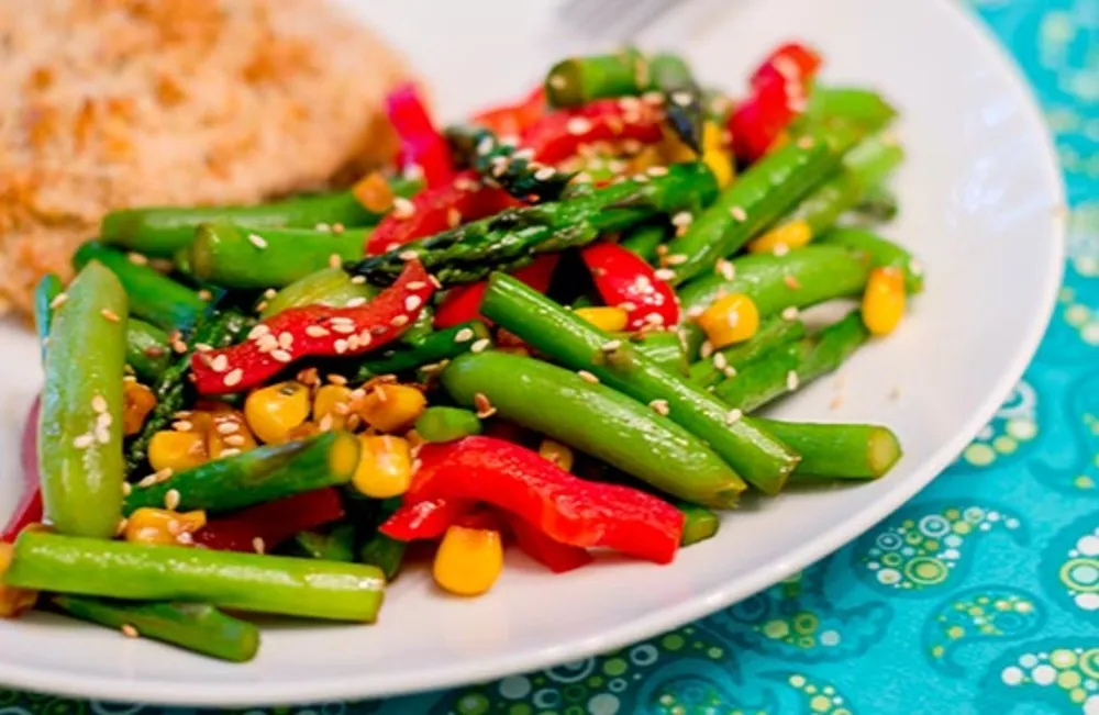 Asian Asparagus and Sugar Snap Pea Stir Fry