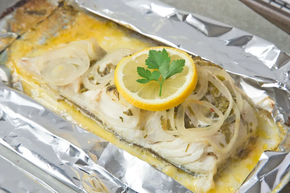 Cod Fish Grilled in Foil — Soups & Stews recipe