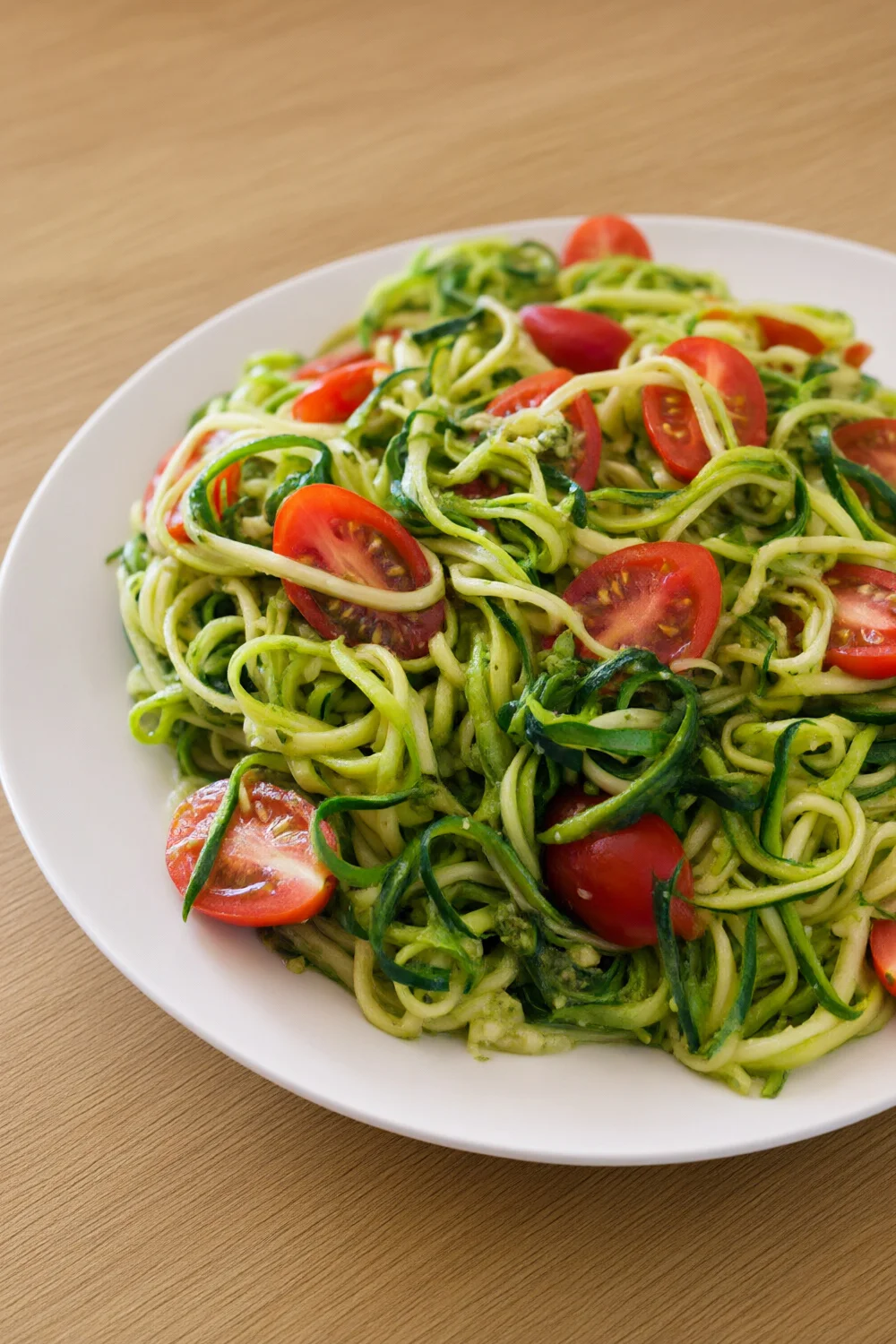 (Raw) Angel-Hair Zucchini "pasta" With Fresh Pesto — Vegetable recipe