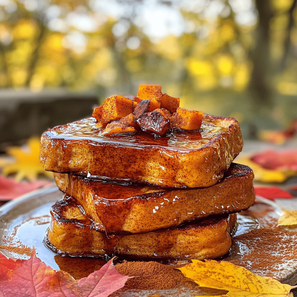 Pumpkin Pie French Toast with Homemade Pumpkin Syrup