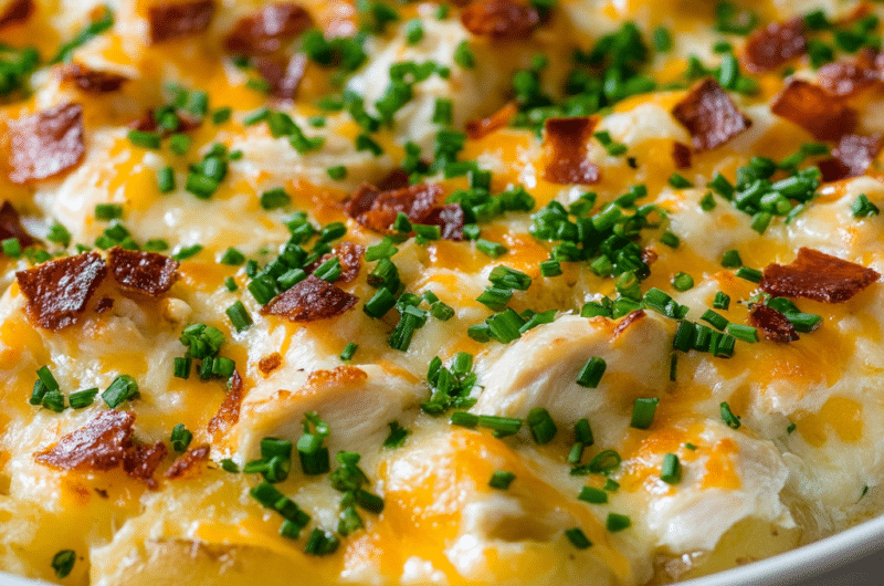 Loaded Baked Potato And Chicken Casserole