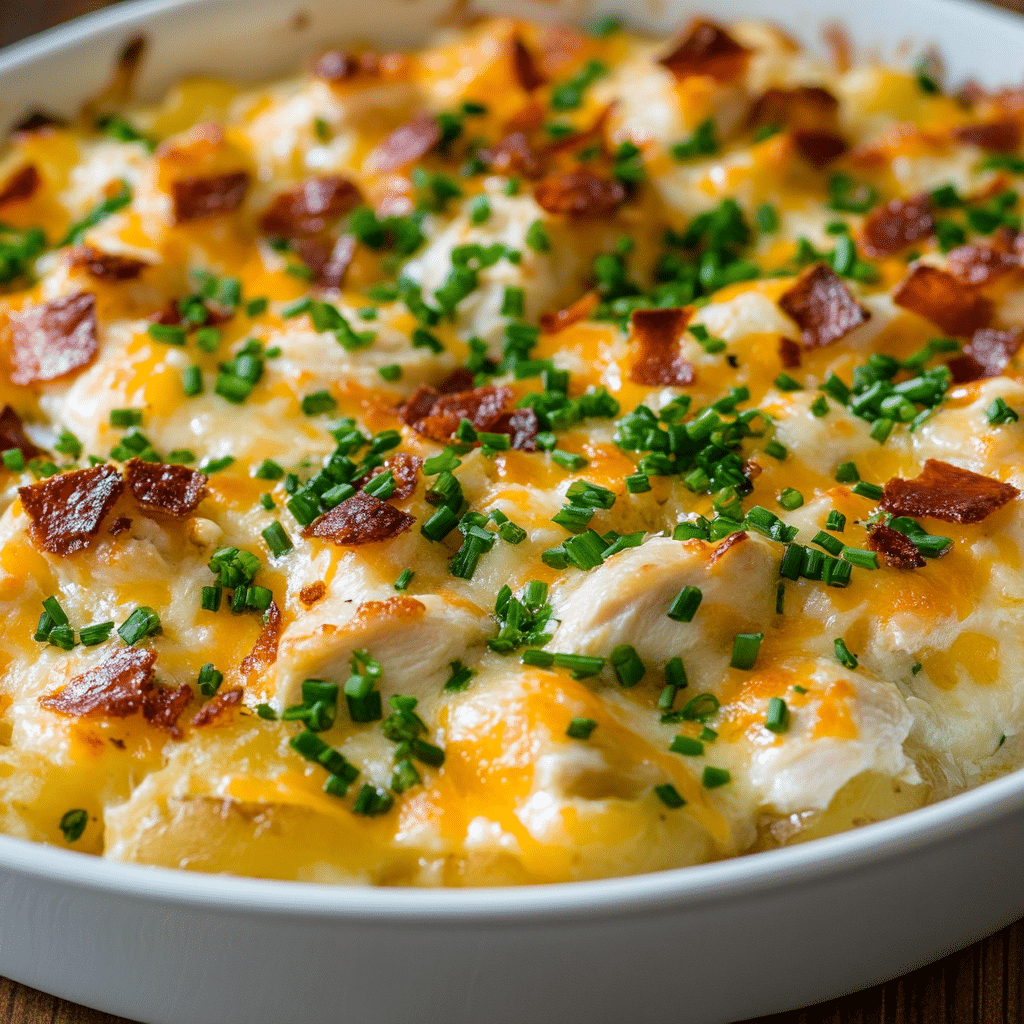 Loaded Baked Potato And Chicken Casserole