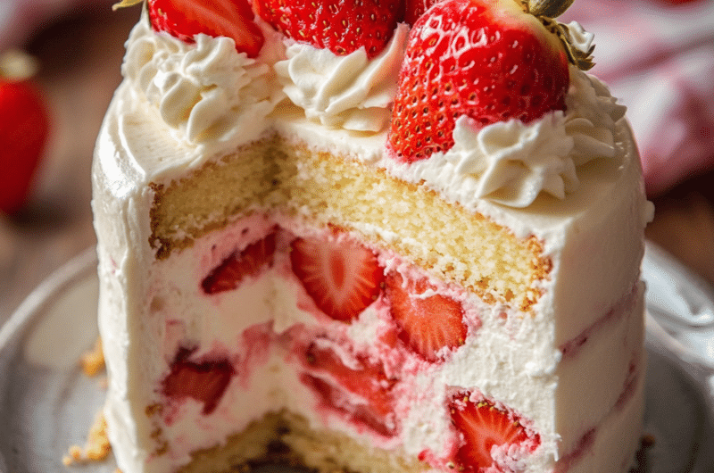 Strawberry Shortcake Cheesecake Cake