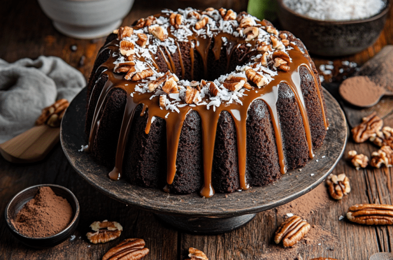 German Chocolate Poke Cake