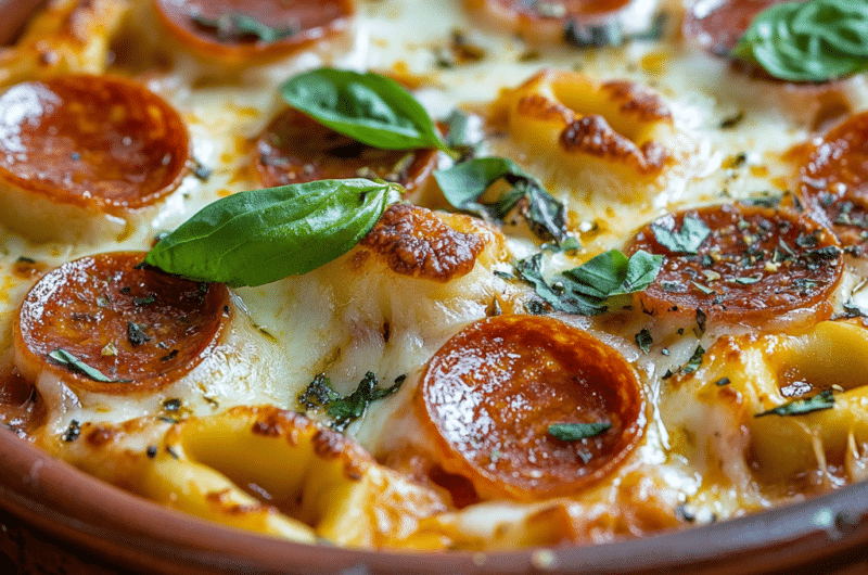 Cheese Tortellini Pepperoni Pizza Casserole