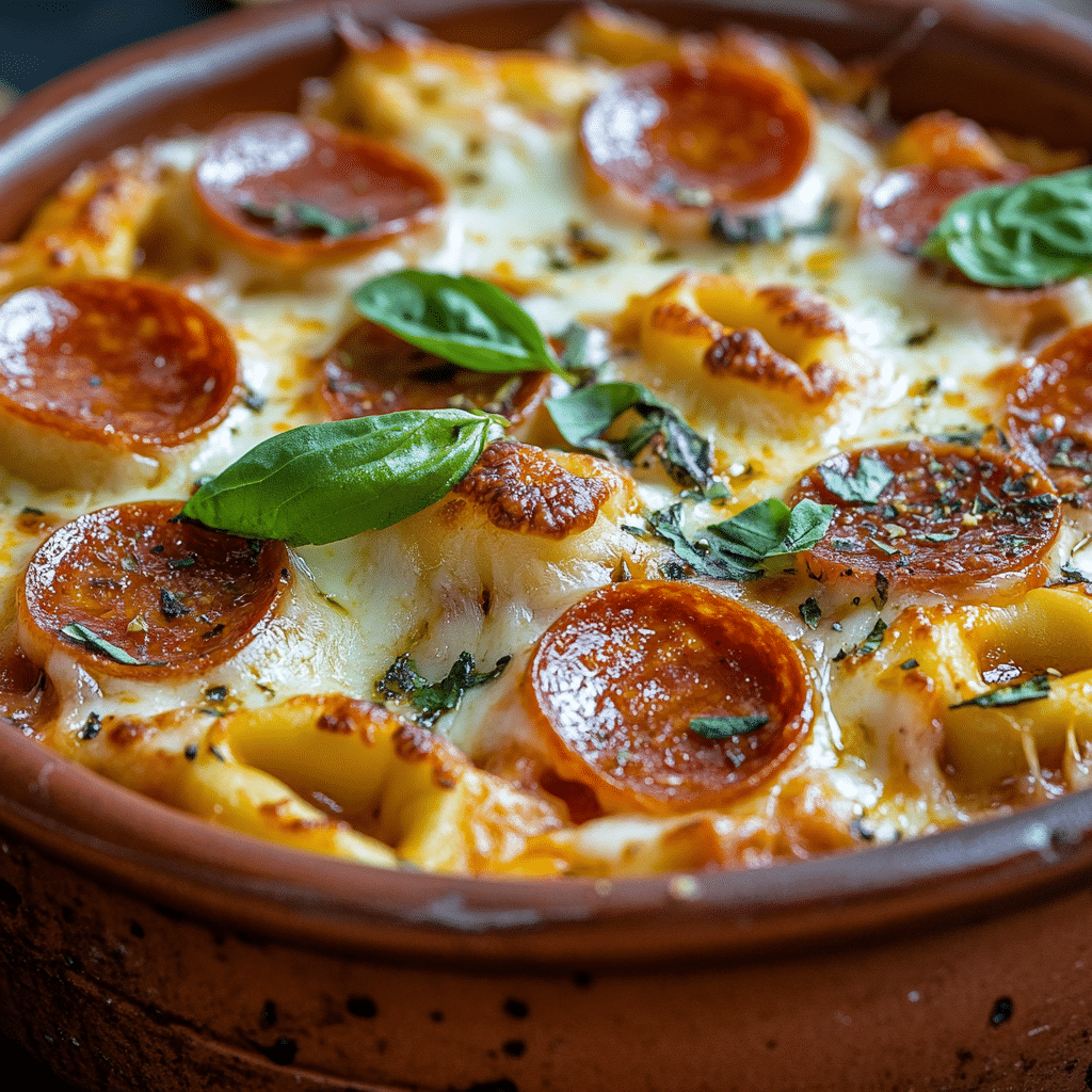 Cheese Tortellini Pepperoni Pizza Casserole