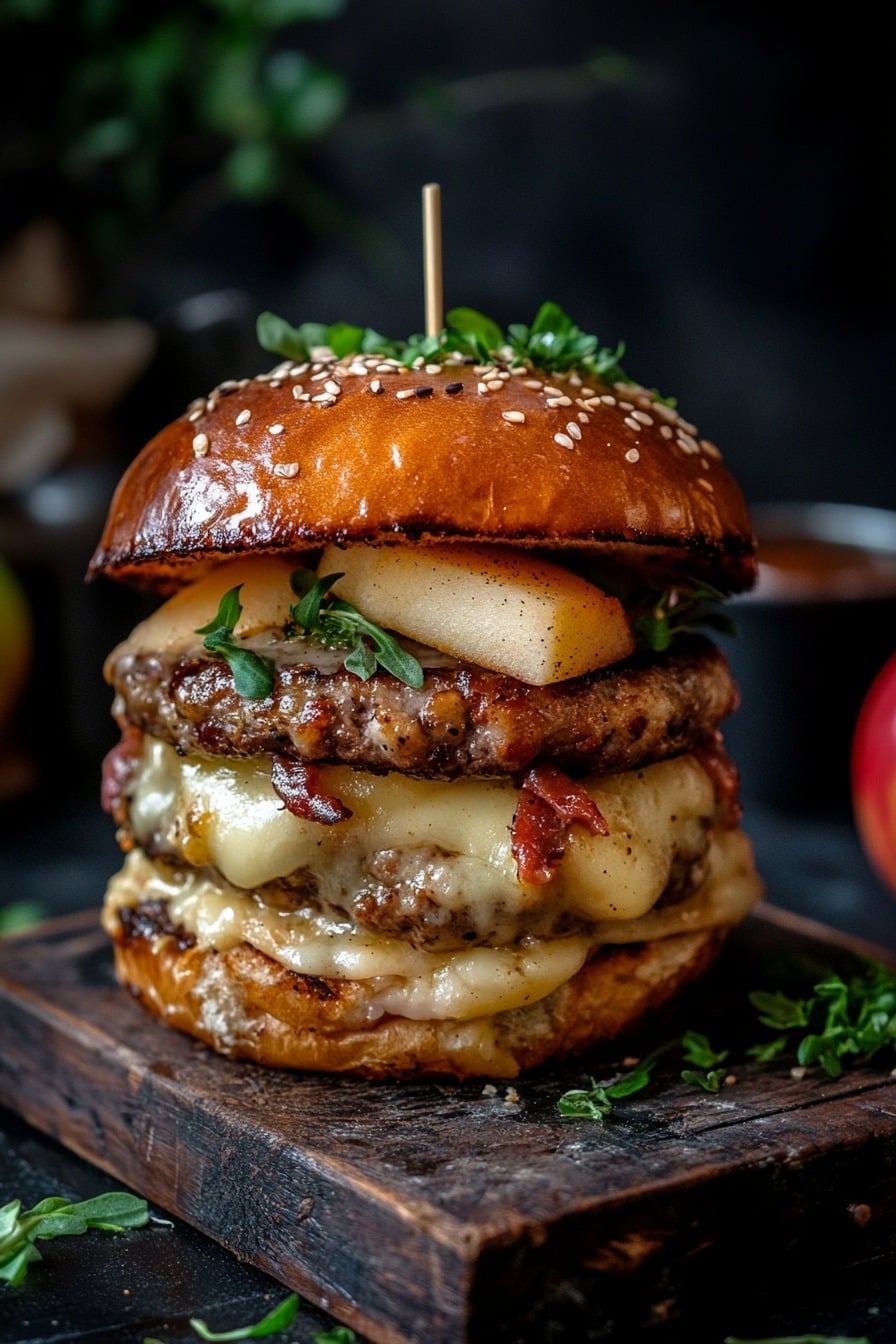 Apple and Sausage Smashed Burgers