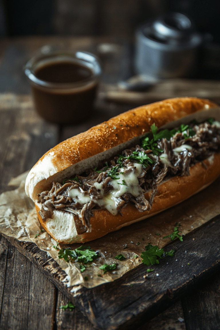 Crockpot French Dip Sandwich