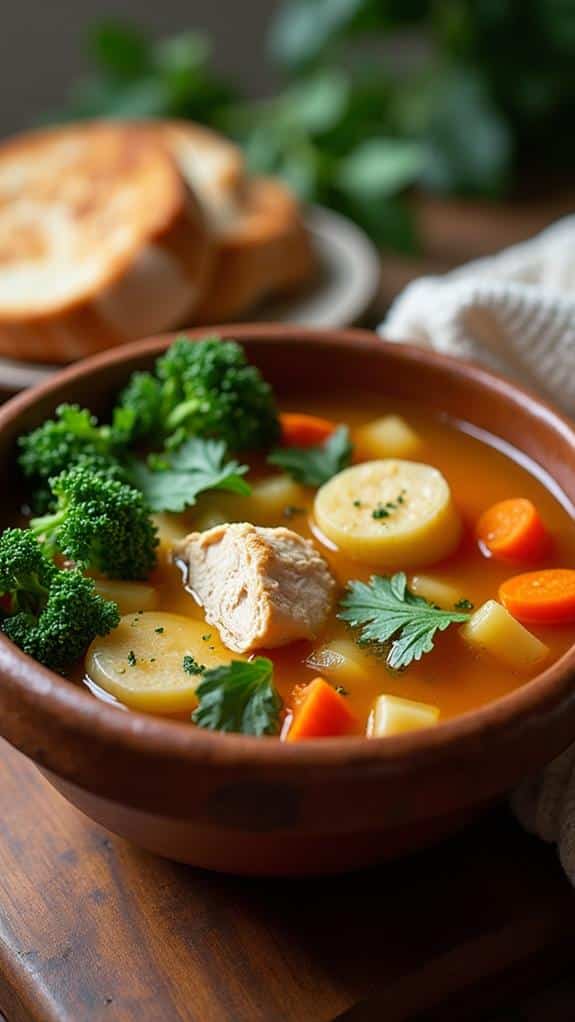 comforting soup with bread