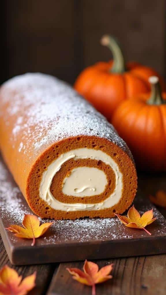 creamy pumpkin roulade dessert