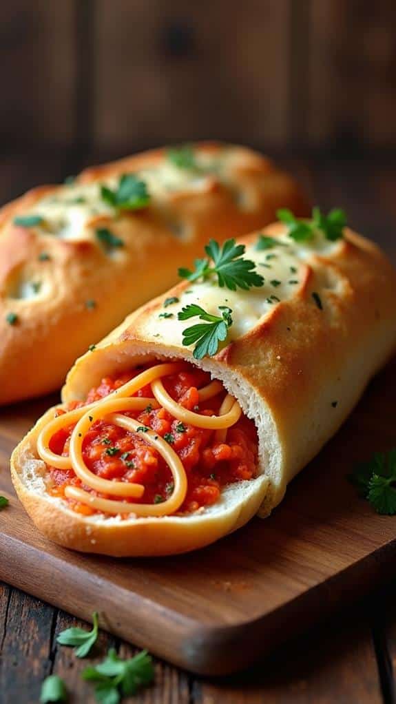 garlic bread with spaghetti