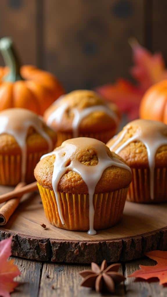 maple glazed pumpkin spice muffins