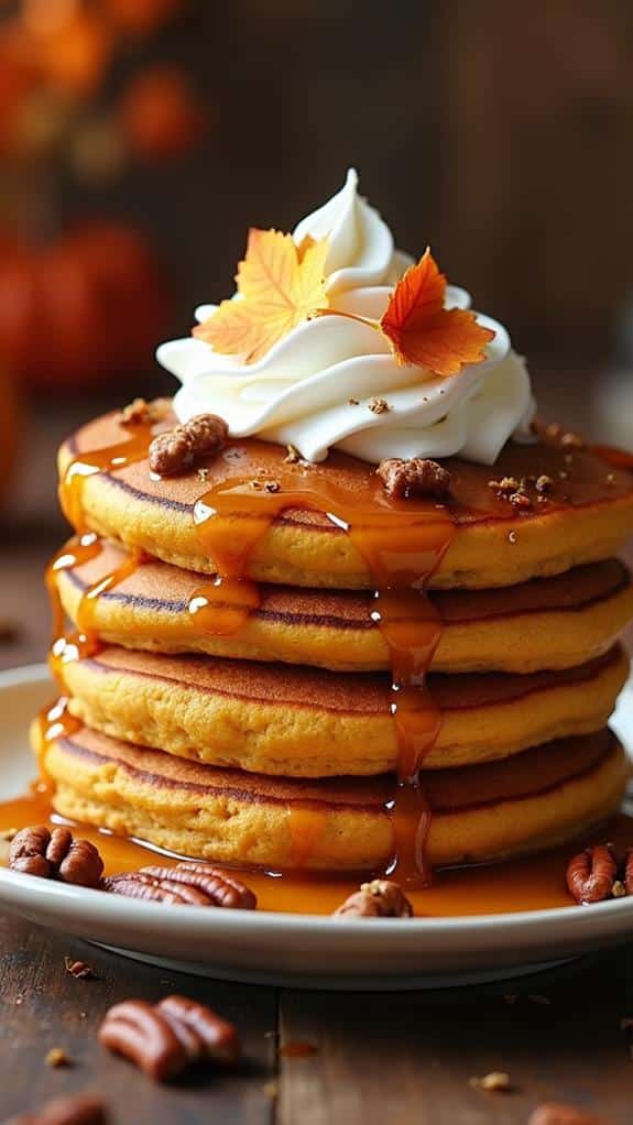 pumpkin pancakes with toppings