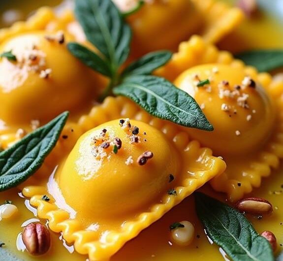 Pumpkin Ravioli With Sage Brown Butter