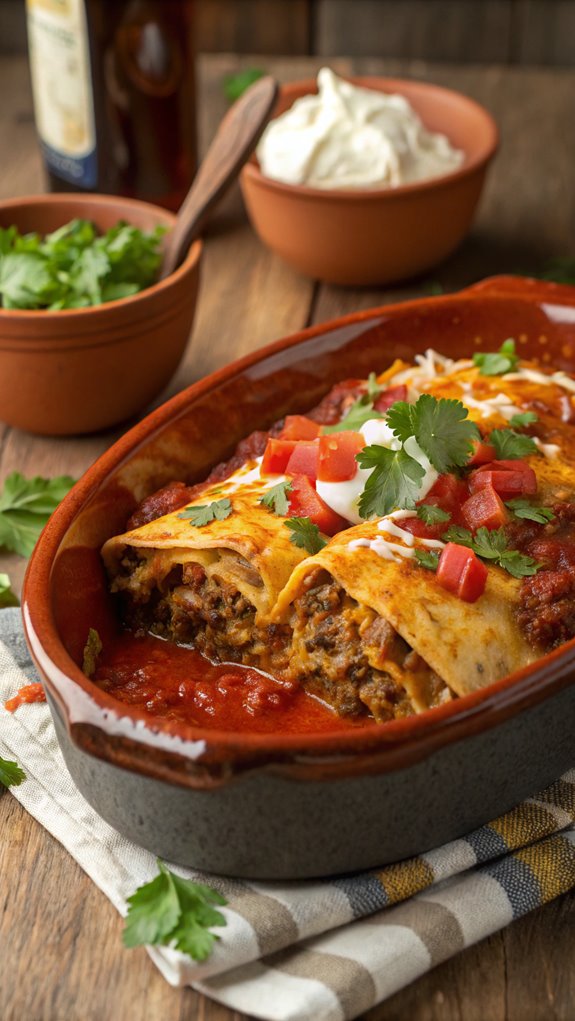 beef enchilada tortilla casserole