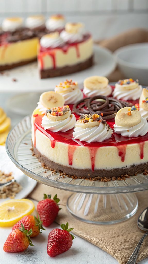 chilled banana split cheesecake