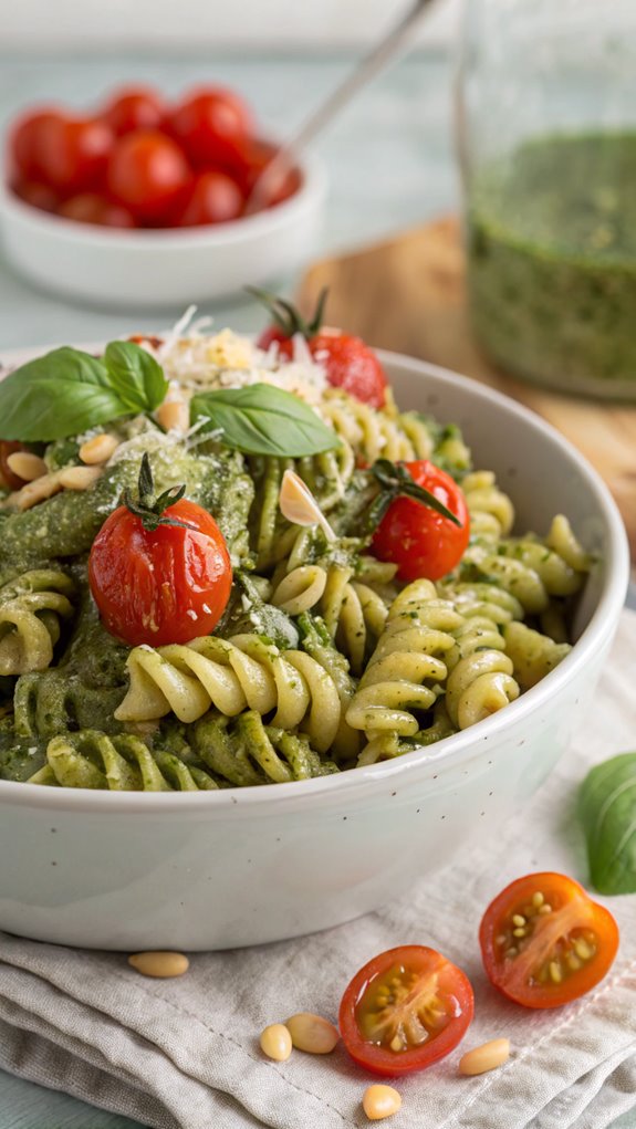 chilled pasta with pesto