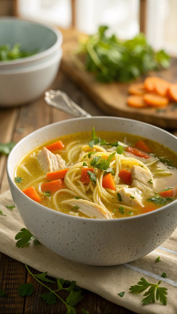 comforting hearty chicken broth