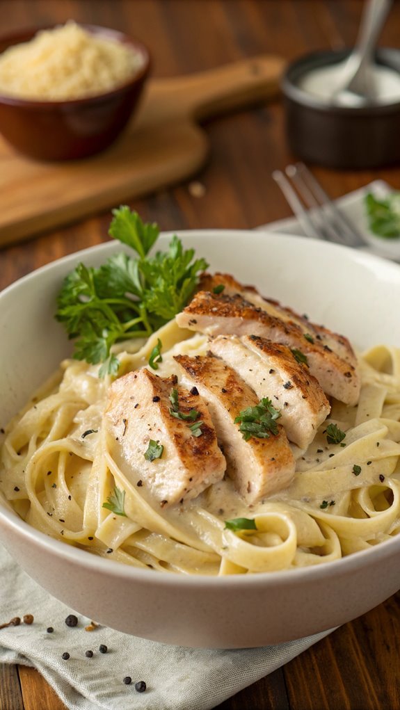 creamy chicken alfredo dish