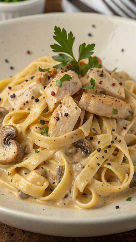 creamy chicken mushroom pasta