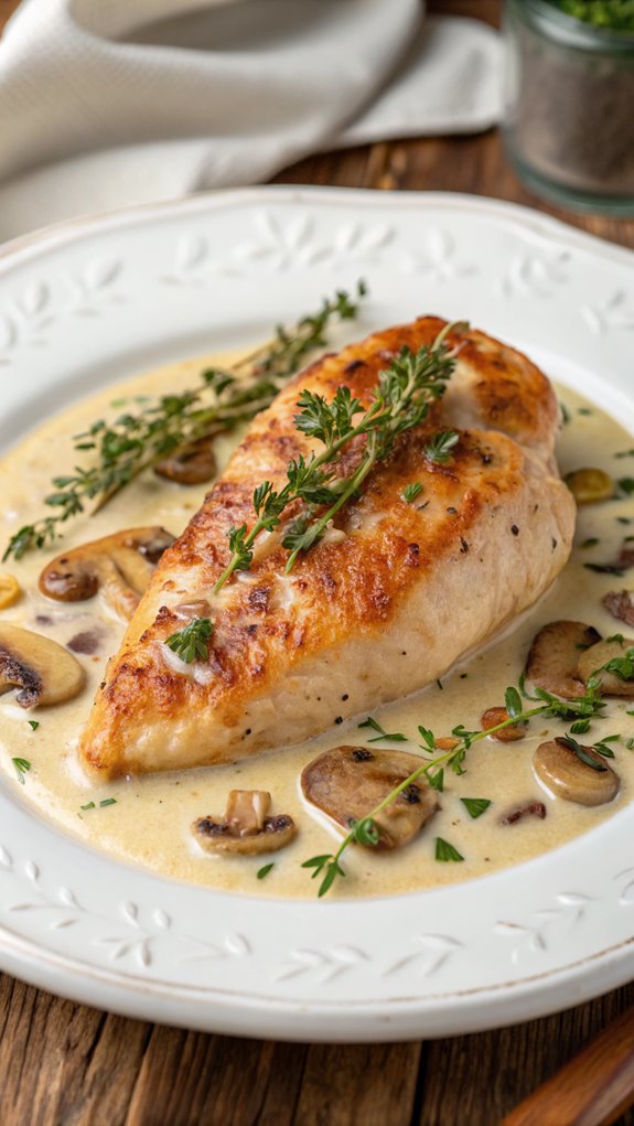 creamy mushroom chicken dish