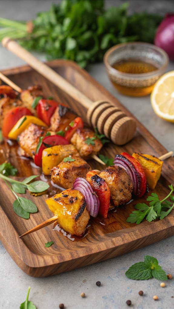 delicious honey chicken skewers