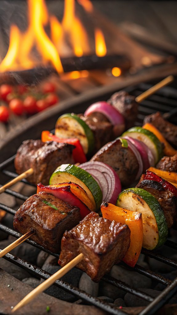 grilled beef vegetable skewers