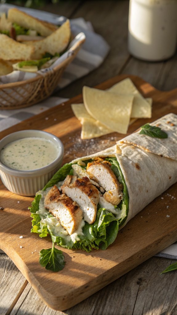 grilled chicken caesar dressing wrap