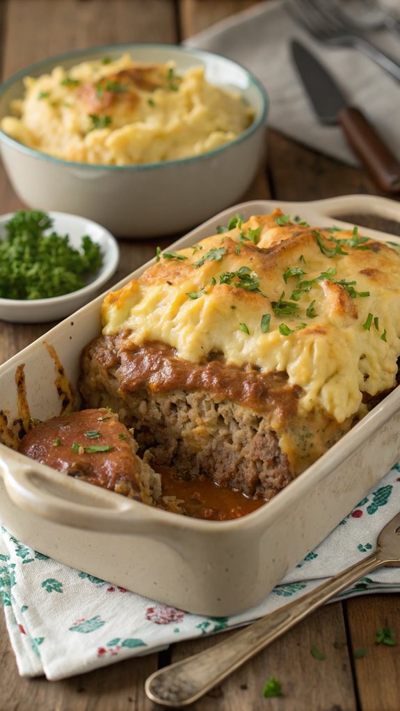 hearty casserole with meatloaf