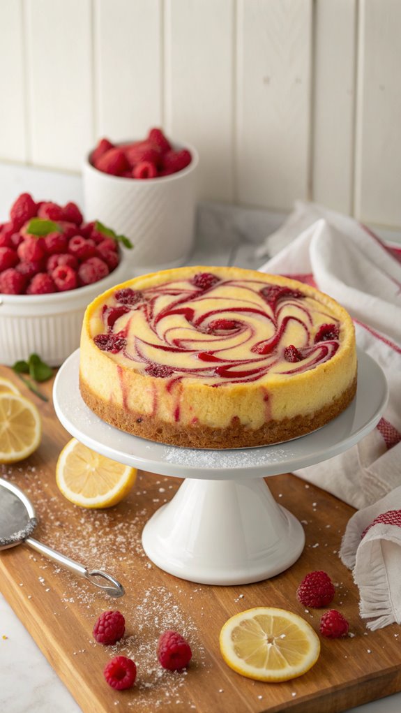 lemon raspberry swirl cheesecake