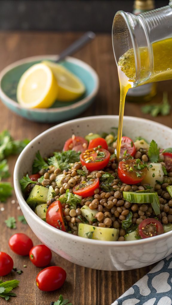 lentil salad and vinaigrette