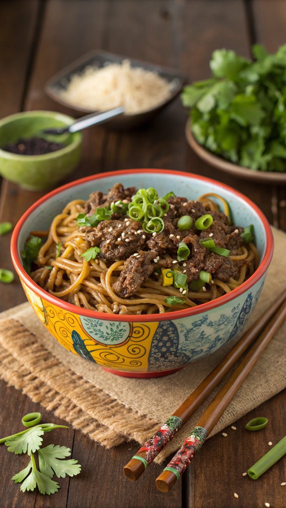 mongolian beef noodle dish