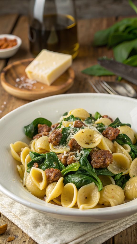 orecchiette sausage spinach dish