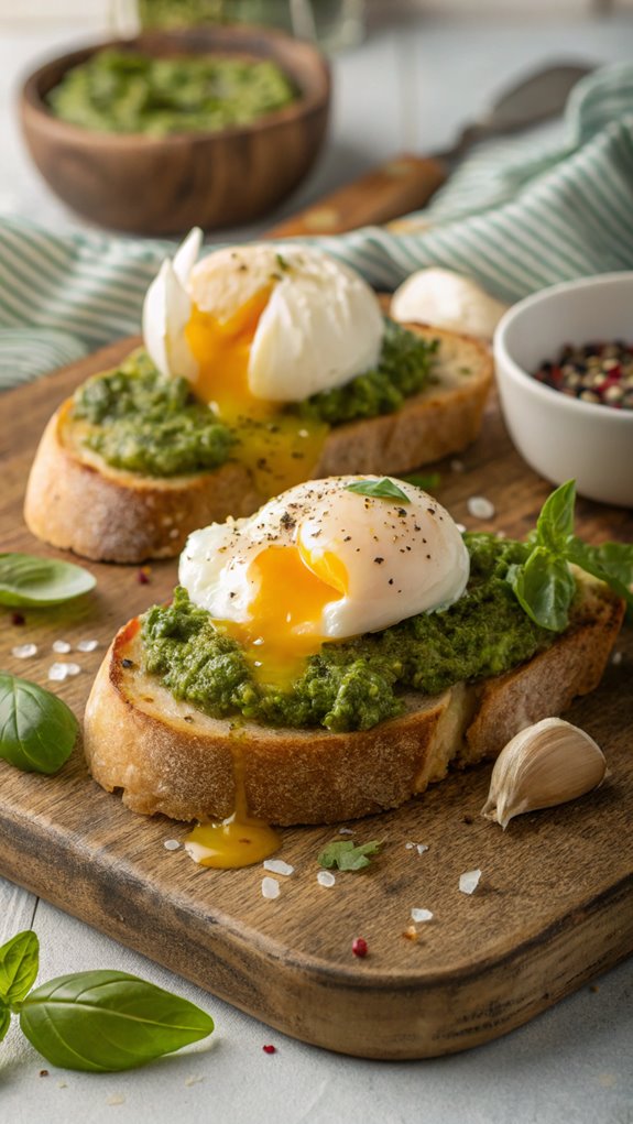 pesto eggs on toast