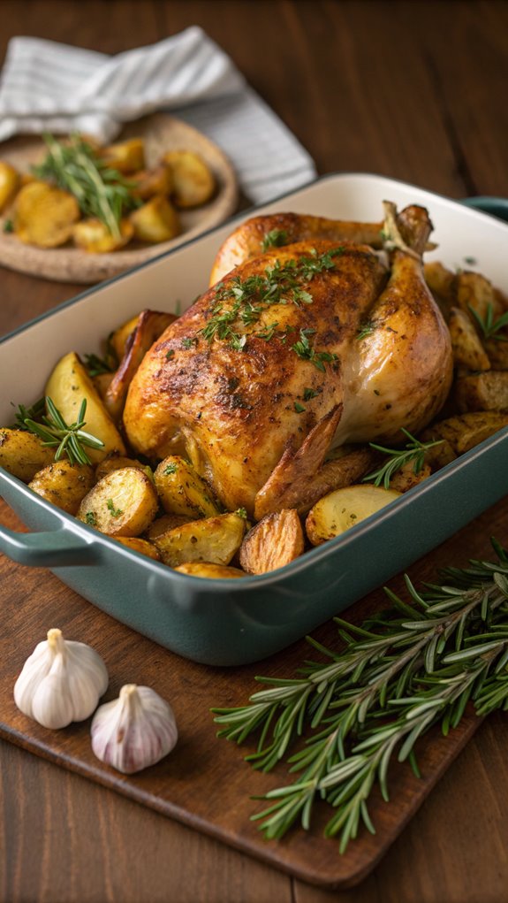 roasted chicken and potatoes