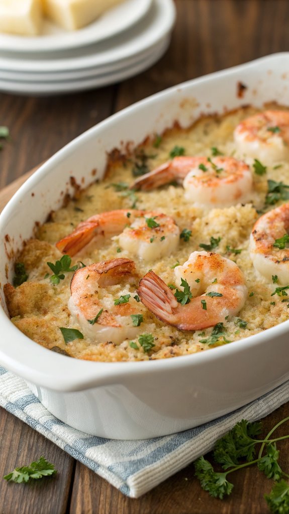 shrimp filled casserole dish