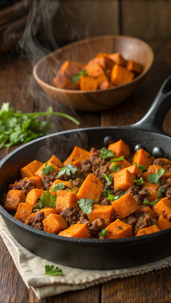 skillet beef and sweet potatoes