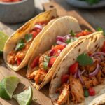 tacos filled with spicy chicken