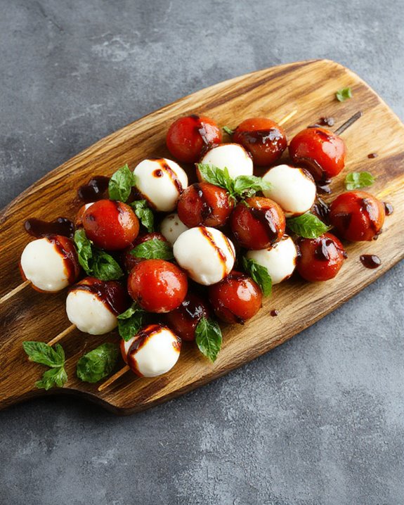 basil mozzarella caprese skewers