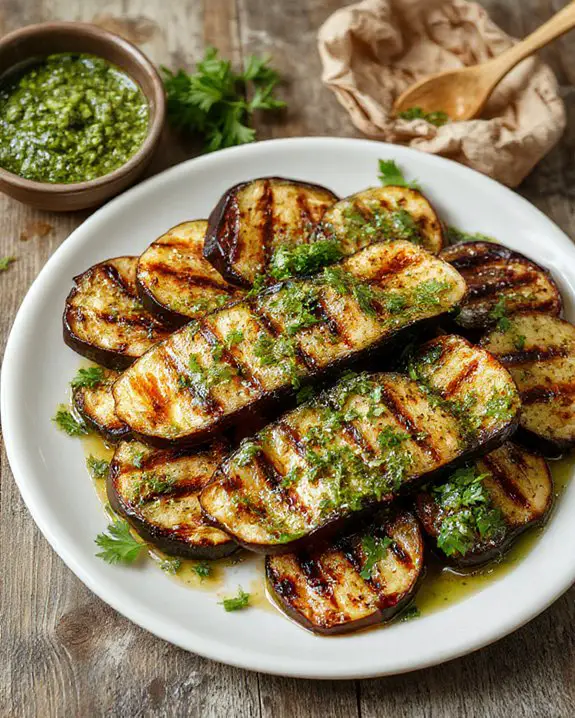 eggplant topped with chimichurri