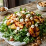fresh peach arugula mixture