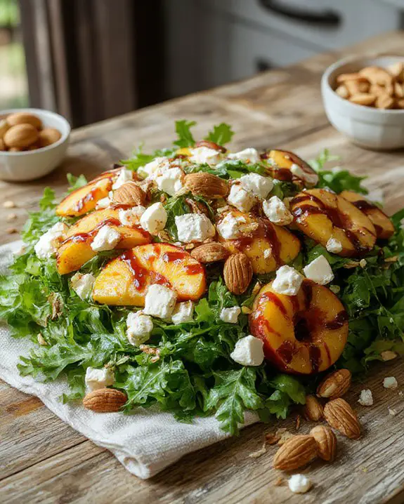 fresh peach arugula mixture