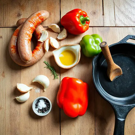 grilled sausages and peppers