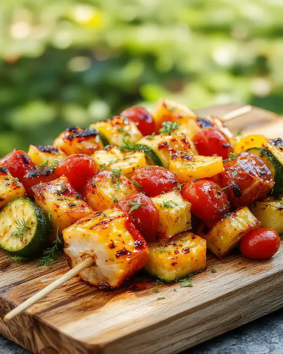 grilled vegetables on skewers