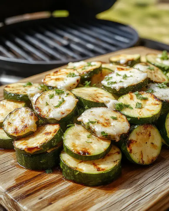 grilled zucchini topped parmesan