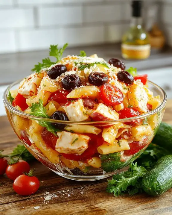 pasta salad in tub